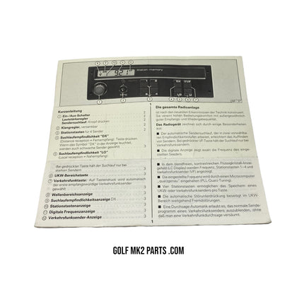Folleto de radio Alpha Golf / Jetta MK2 BR-57 