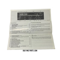 Folleto de radio Beta Golf / Jetta MK2 BR-59 CE-2 