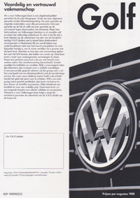 Folleto de lista de precios del Golf MK2 1989 (archivo PDF)